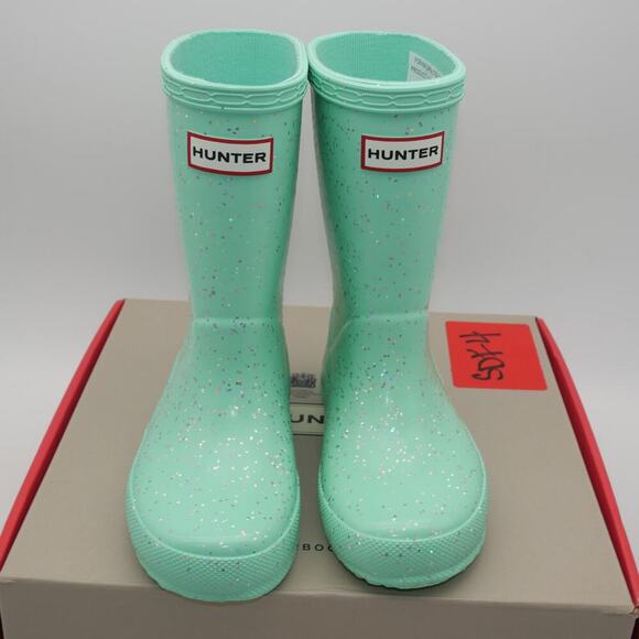 NEW Hunter Boots Kids First Classic Glitter Wild Mint Green Girls 13 UK 11 - Picture 6 of 7